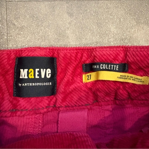MAEVE Anthropologie The Colette Hot Fuschia Pink Corduroy Pants Size 27 - Picture 7 of 11